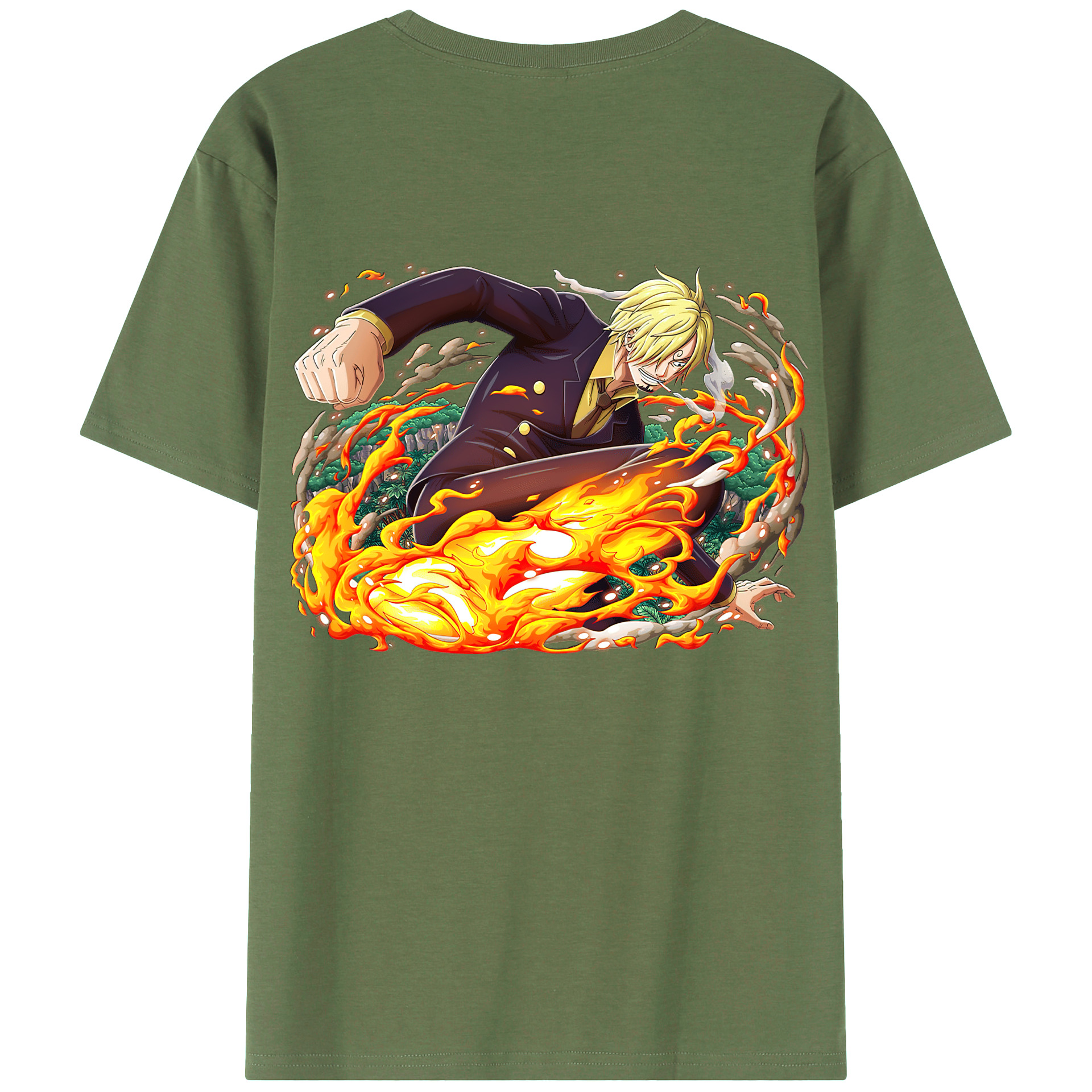 （画像用） ワンピース サンジ ONE PIECE Sanji 綿100％ メンズ半袖Tシャツ（バックプリント） 通気性